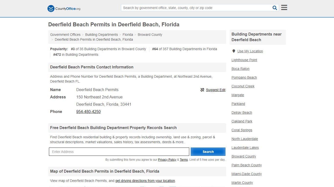 Deerfield Beach Permits - Deerfield Beach, FL (Address and Phone)