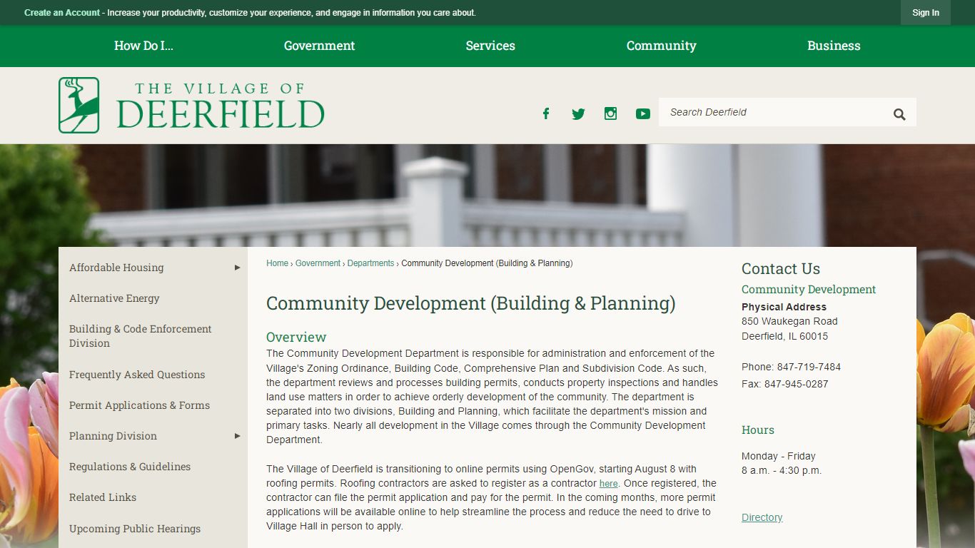 Community Development (Building & Planning) | Deerfield, IL